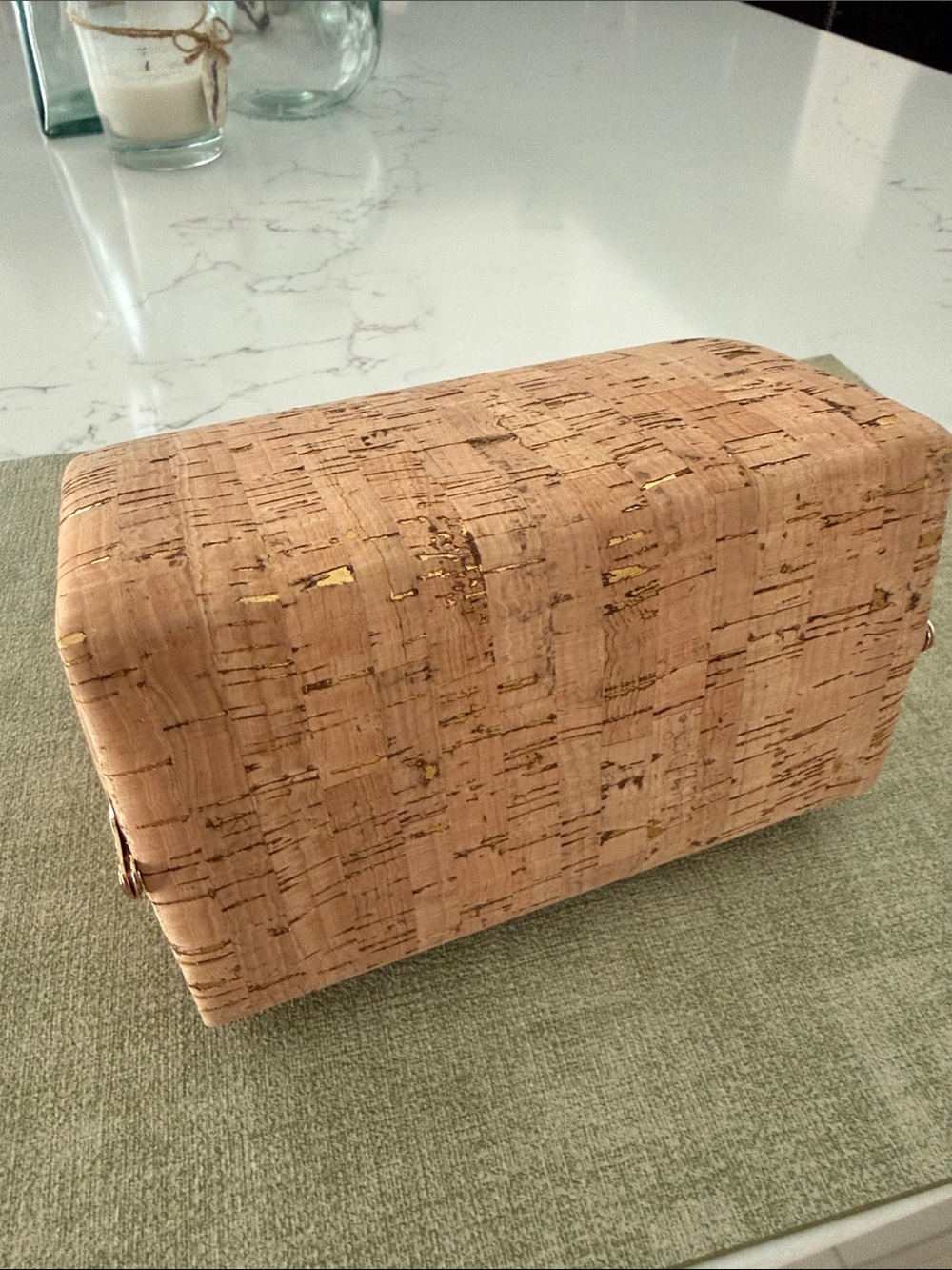 Natural Cork Hard Framed Mini Handbag with Gold Detail NEW - Picture 4 of 11